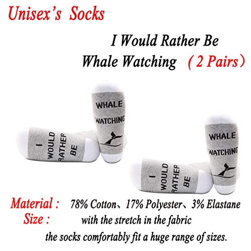 JXGZSO 2 Pairs Whale Lover Socks Whale Lover Gift I Would Rather Be Whale Watching Socks2