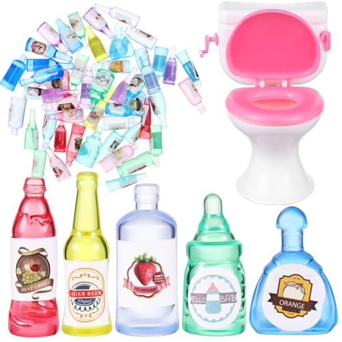 Garneck 50 Pz Set Mini Bottiglia di Vino + Mini Toilette Contenitori Bicchieri d'Acqua Vasi da Farmacia Mini Bottiglie di Vino per Bomboniere Bottiglie di Sciroppo Mini Sfuso Plastica