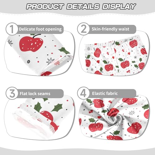 senya Girls Printed Leggings Yoga Pants Christmas Apple Leaf Pattern for Kids in 4t to 10 Years, 4T3