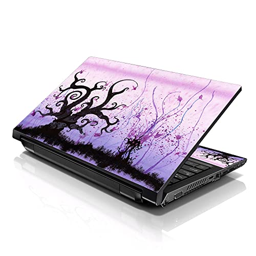 Image of LSS 15 15.6 Inches Laptop Notebook Skin Sticker with 2 Wrist Pads - Reusable Cover Protector Vinyl Sticker Cover Decal Fits 13 inch - 16 inch HP Asus Acer - Futuristic Trees Light Purple
