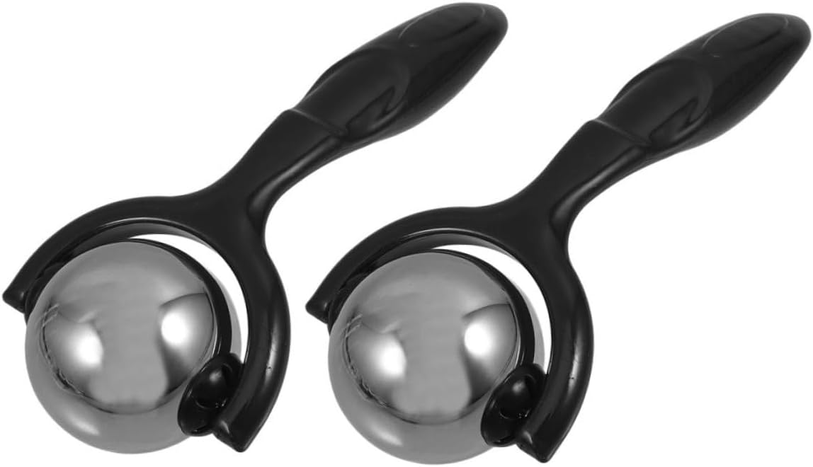 Mikinona Stainless Steel Massage Roller Ball Set 2pcs with Ergonomic Handle, Manual Cold Massage Roller for Muscle Therapy and Deep Tissue Relief, Handheld Massager for Home, Office,