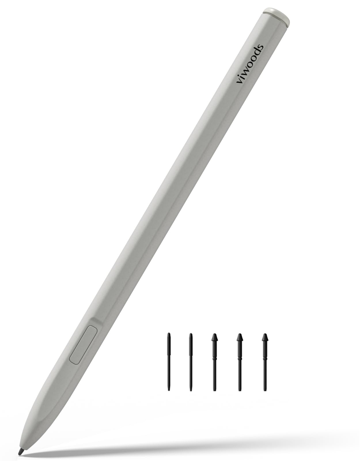 VIWOODS W2 Stylus Pro aggiornato con 5 punte di ricambio, pennino capacitivo avanzato con punta ultra fine da 0,5 mm, alta frequenza di campionamento 960 Hz, sensibilità lineare alla pressione