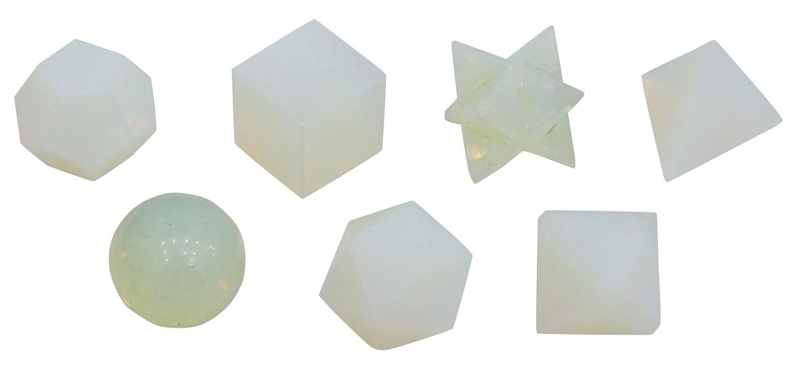 Harmonize Selenite Stone 7 Pieces Sacred Geometry Sets Reiki Healing Crystal Spiritual Gift