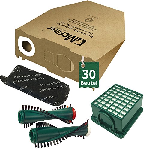 AVR-handel 34 TLG Spar aanbod 30 stofzuigerzakken filterset en borstels geschikt voor Vorwerk Kobold VK 130, Kobold VK 131 en 131 SC met EB 350 / EB 351