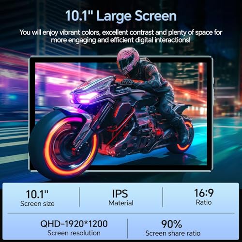 Image of 10 inchAndroid 15 Tablet WiFi Model, 12GB+256GB+1TB Expandable, 8 Core CPU A523, 8000mA Large Battery,13MP+5MP Camera, Includ /Keyboard /Mouse /Stylus /Case /Protective Film (M8-Gray)