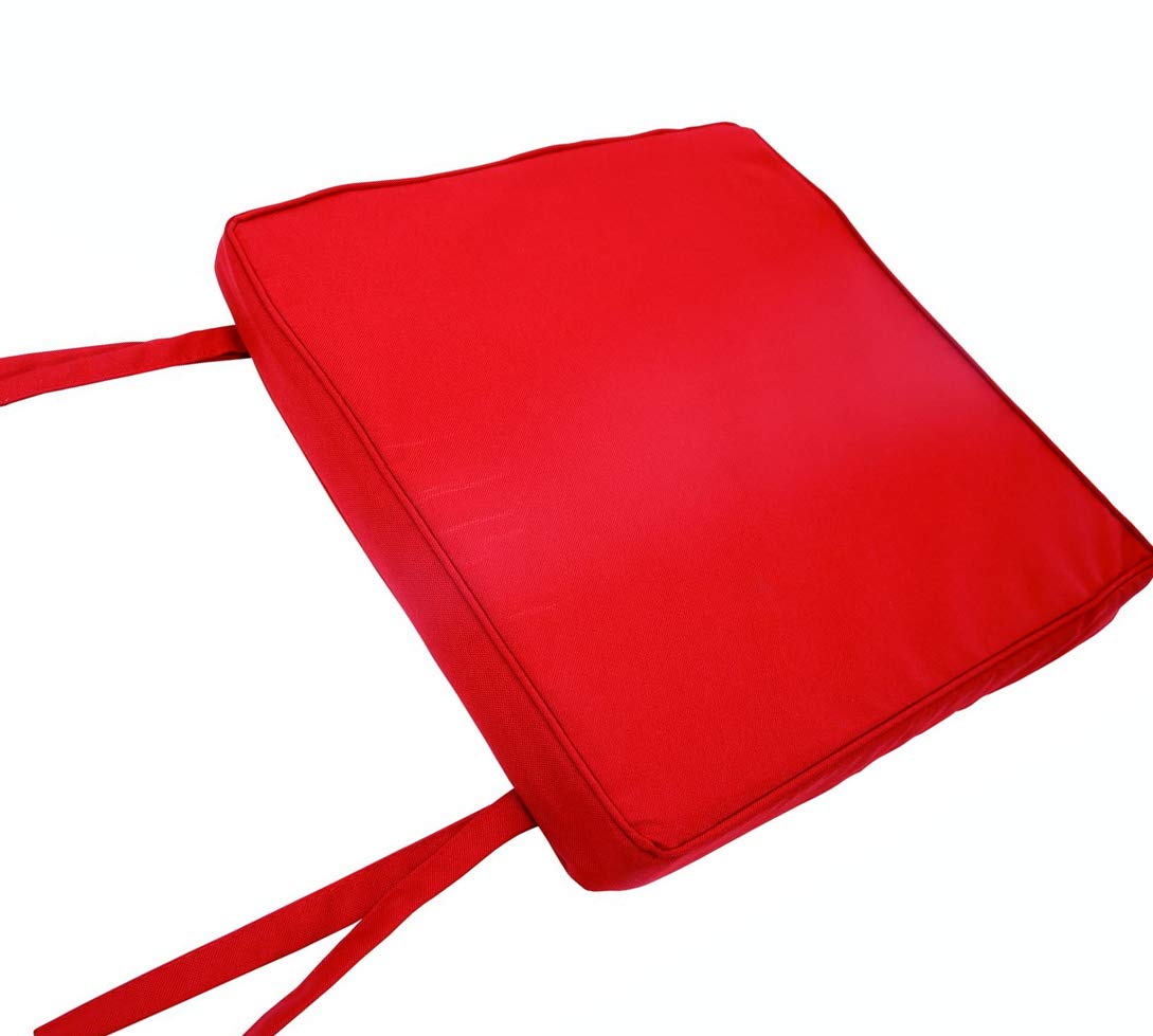 iStyle Mode Set Of 6 - Water Resistant Chair Cushions With Ties Seat Pads Cushion Pad For Indoors Outdoors Patio Garden Foam Cushion Pad - (Pack Of 6) (50x44x4 cm, Red)