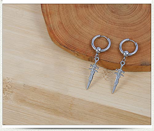 Sword Drop Dangle Small Hoop Earrings For Women Girls Men Stainless Steel Engrave Animal Cross Dagger Charms Dangling Hoops Cuff Cartilage Wrap Hypoallergenic Vintage Punk Pray Mother's Day Jewelry #TOP3