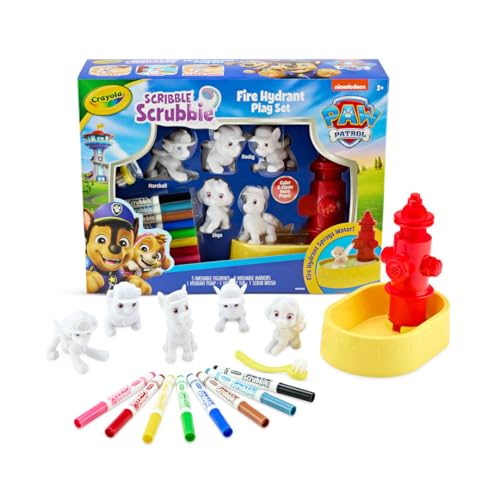 Crayola Scribble Scrubbies PAW Patrol Toy Playset Washable Coloring Pets & Bath Tub Set with Marshall Rubble Rocky & Chase Gift for Toddlers Ages 3+