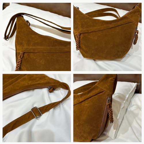 Women's Crescent Crossbody Bag – Large Capacity Suede Sling Bag, Travel Shoulder Bag for Women, Tote Purse3