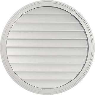 Ekena Millwork GVPRO32X3202SN Round Surface Mount PVC Gable Vent, 32"W x 32"H, Factory Primed White