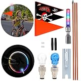 Anyingkai Fahrradwimpel Pirat,Fahrradfahne LED,Fahne fahrradanhänger,Sicherheitswimpel Kinderfahrrad,Wimpelstange,Fahrradfahne mit wimpel,Kinderfahrradfahne (3-Sätze-LED)