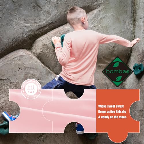 Bamboo Viscose Boys Long Sleeve Shirts Kids Girls Youth Quick Dry Lightweight Breathable Athletic Outdoor T-Shirts Lightpink3