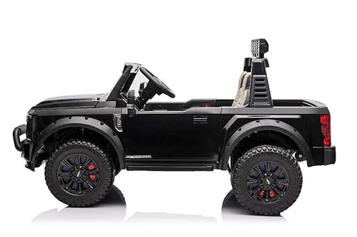 Elektro Kinderfahrzeug Ford Super Duty - lizenziert - 24V10A Akku und - 2,4Ghz + MP3 + Leder + Eva -Schwarz (Schwarz)