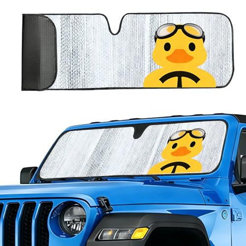 ZAZCQIL Windshield Sun Shade Fit for Jeep Wrangler TJ JK JL &Gladiator JT 2/4 Door Funny Duck Window Sunshade for UV Rays & Heat Protection Funny Windshield Cover for Wrangler & Gladiator