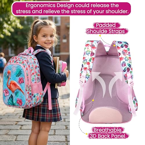 Image of Storite School Bag for Kids Girls 20L | Cute Waterproof Backpack with Chest Strap | Large Capacity Backpack with 180 Wide Opening|Bottle Pocket & Organizer | Primary Travel Bag