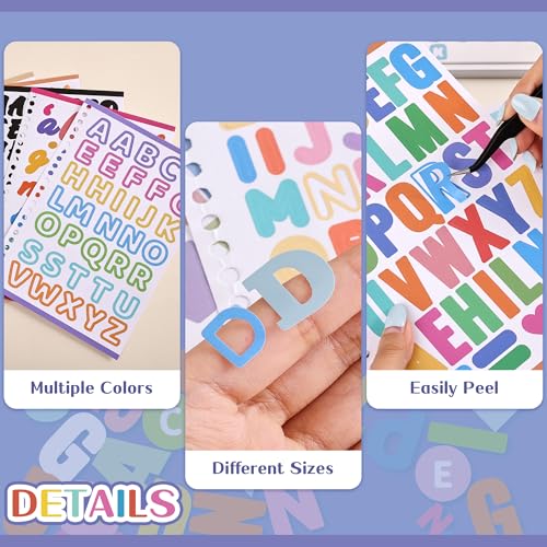 Image of 1700+ Pcs Alphabet Stickers, 30 Sheets Self-Adhesive Mixed-Size Mini Letter Colorful Alphabet Number Sticker for Labels DIY Crafts Art Making, Decals for Sign, Notebook, Classroom, Door, Card Decor