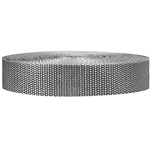 Strapworks Heavyweight Polypropylene Webbing - Heavy Duty Poly Strapping for Outdoor DIY Gear Repair 1 Inch x 25 Yards - Silver Gray