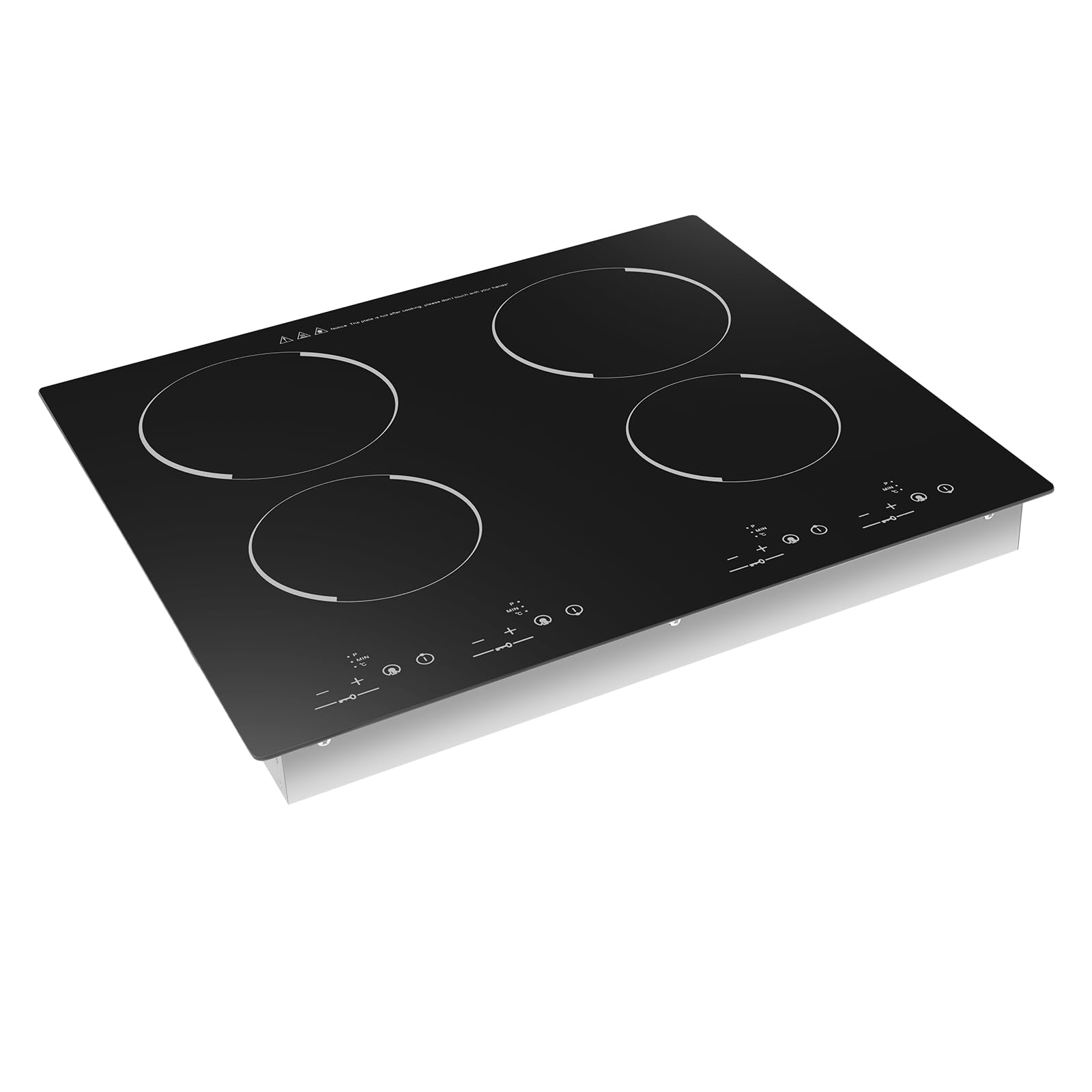 4 Burner Electric Ceramic Cooktop, 3000W Built-in Cooktop Stove, Countertop Ceramic Cooking Stove, Sensor Touch Control, Adjustable Timing and Temperature, with LED Digital Display