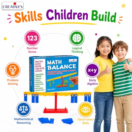 Image of Creative's Math Balance, Scale for Kids, Maths Educational Toy, Addition Subtraction Multiplication Division, Comparing Numbers, STEM Activity Game with Activity Book, Practice Maths Games Age 5+