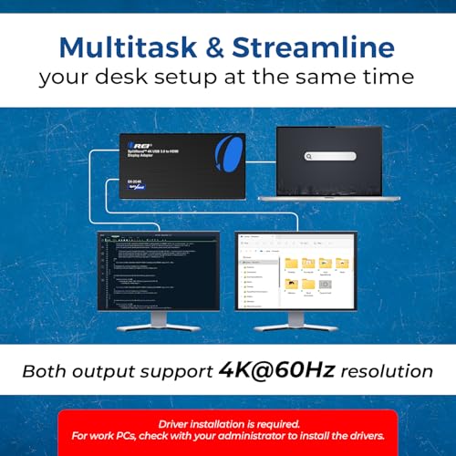 Image of OREI SplitExtend 4K HDMI Splitter Extended Display for Dual Monitor | Multi-Monitor Display 3 Separate Screens - USB A & USB-C Adapter to HDMI 2.0, 4K@60hz, DisplayLink Driver MacOS, Windows