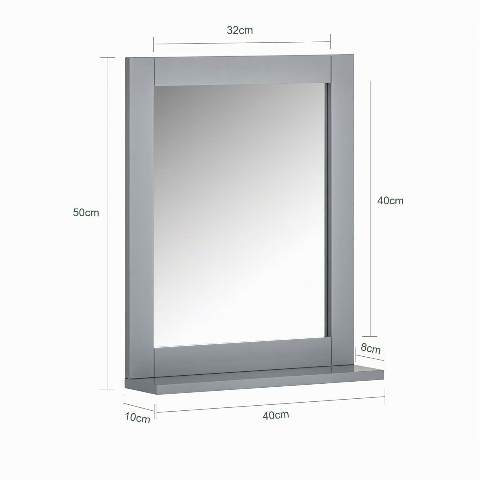 SoBuy Espejo de Baño con Estante Abierto, Mueble Baño de Pared 40x49x10 cm