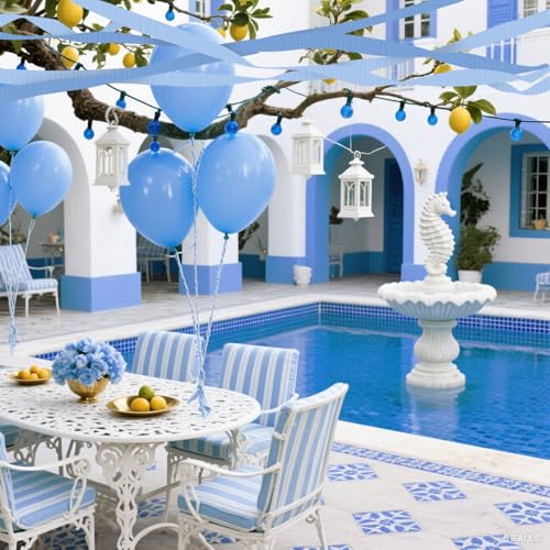 Image of 4 Crepe Paper Streamers Rolls, 328ft Pack of Dusty Blue and Light Blue Crepe Paper for Birthday Bridal Shower Wedding Engagement Bachelorette Party Decorations Supplies (1.8 inch x 82 ft /Roll)