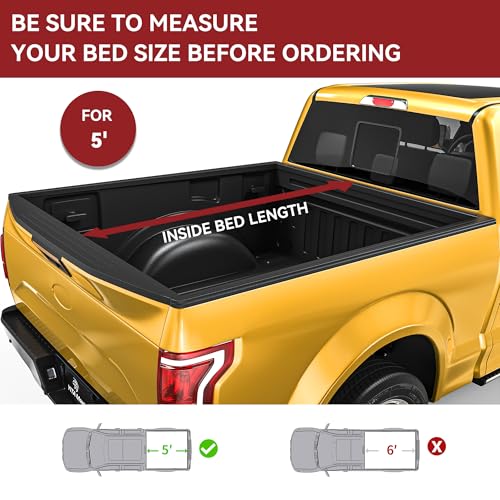 Image of YITAMOTOR Truck Tonneau Covers Soft Tri-fold Compatible with 2019 2020 2021 2022 2023 2024 Ford Ranger 5' (61 inch) Bed