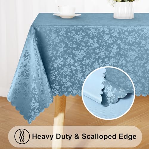 Image of Smiry Rectangle Table Cloth, Waterproof Heavy Duty Vinyl Tablecloths, Wipeable Washable Table Cover for Kitchen and Dining Room (Stone Blue, 54 inch X 78 inch)
