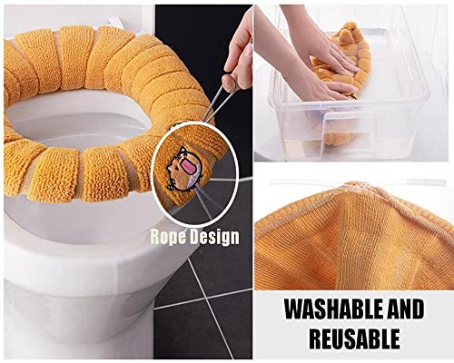 Hitopin 6PCS Toiletten Sitzbezug Sitz, Toilettensitzabdeckung, WC Sitzwärmer, Waschbar Wc Sitzwärmer Kissen, Toilettensitzkissen, Für Toilettensitze (6 Farben) – Bild 6