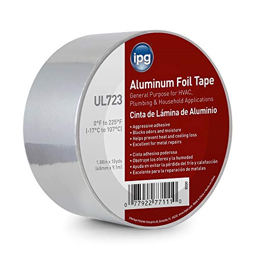 IPG Aluminum Foil Tape, 2' x 10 yd, Silver (Single Roll)