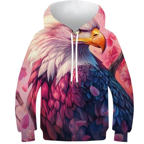 Sweat-shirt à manches longues 3D aigle idéal pour le collège et le skatepark