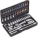 Connex COXB365010 Bit and Socket Set 52 Pieces - Sturdy Plastic Case - 1/4 Inch - Reversible Ratchet with Quick Release Function - For Mounting & Screwdriving Work/Socket Set/Bit Set
