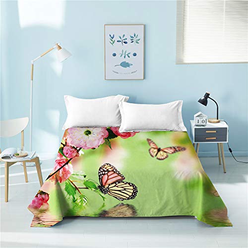 Parure de lit 4 pièces 140x200 microfibre imprimé lac vert