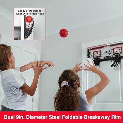 ESPN-Mini-Basketball-Hoop-Over-The-Door-Basketball-Hoop-with-2-Foldable-Breakaway-Rims-and-Ball-Return-for-Two-Player-Games-Includes-4-Mini-Basketballs-and-Pump ESPN Mini Basketball Hoop Over The Door Basketball Hoop with 2 Foldable Breakaway Rims and Ball Return for Two Player Games Includes 4 Mini Basketballs and Pump