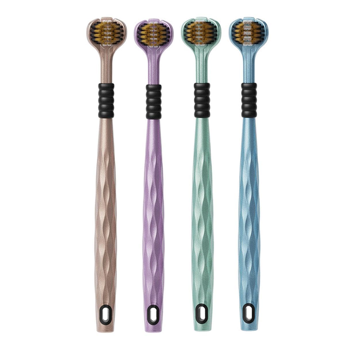 Generic Three-Sided Toothbrush for Luxury Household Use, New Brushing Experience, Soft Bristles, Exquisite Box Packaging（4 pcs）