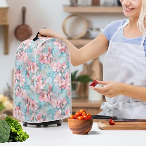 Image of Talayituse Cherry Blossom Marble Print Blender Dust Cover, Fingerprint Protection Cover for Stand Mixer or Coffee Machine, Home Kitchen Appliance Covers for Stain Dust Resistant Supplies