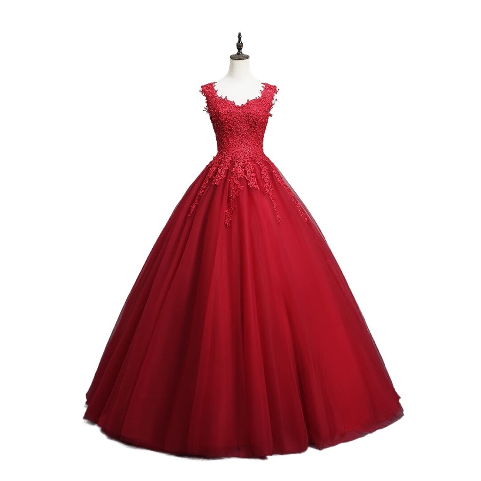Prom Dress Spaghetti Straps Tulle Burgundy Champagne Wedding Dress with  Pearls Bridal Dress (Color : Red, US Size : 12) : Amazon.se: Fashion