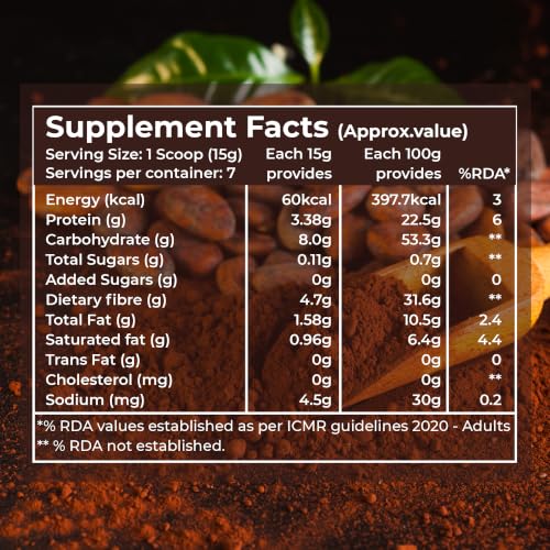 Image of Pure Nutrition Cocoa Powder Without Sugar | Cacao Powder Unsweetend | Coco Powders | Cocoa Powder for Cake, Beverages & Desserts |100% Plant Based & Alkalized | Rich Flavor & Aroma | No Added Sugar - 100g