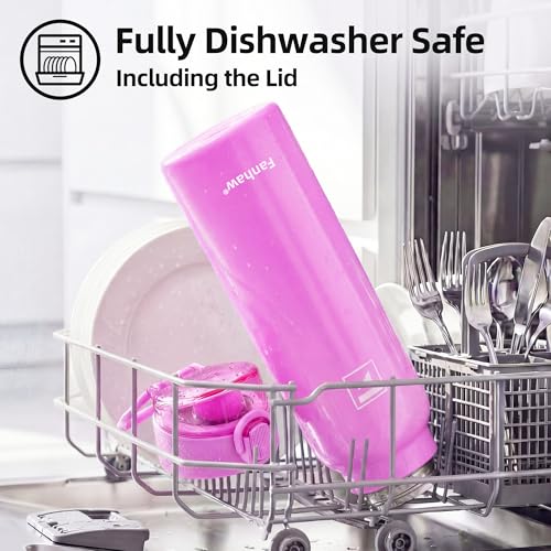 Image of Fanhaw 24 oz Insulated Water Bottle with Soft Silicone Spout Lid, Leakproof Stainless Steel Vacuum Bottle for School, Sports& Daily Use, Kids, Teens& Adults, Back to School Essentials (Purple)