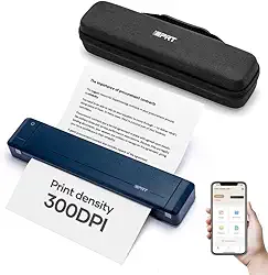 iDPRT Impressora térmica portátil MT888 sem fio para viagens, suporta carta dos EUA de 21,6 cm x 28 cm, compatível com iOS, Android e laptop, impressora móvel sem tinta Bluetooth com capa, azul