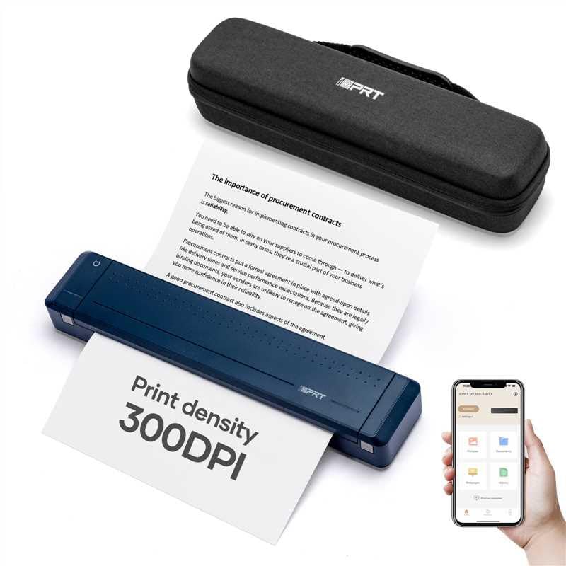 iDPRT Portable-Printer Wireless for Travel, 300DPI Inkless Thermal Small Printers for Home Use, Office, Vehicles, Mobile Bluetooth Printer Supports 8.5" x 11" US Letter, for Smartphone & PC,Blue