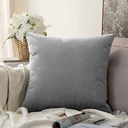 Image of Khooti Velvet Cushion Cover, 14x14 | Light Grey | Pack of 1 | Solid Plain Soft & Smooth, Decorative Cushion Covers for Living Room, Bedroom, Couches, Chairs, Sofas, Beds & Home Decor