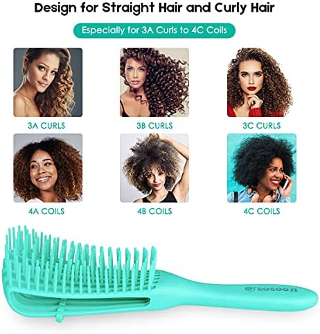 Detangle Hair Brush, Detangler Brush for Women Girls Wet Dry Afro 3a to 4c Thick Frizzly Wavy Kinky Curly Coily Natural Hair, Detangling Hairbrush, Green
