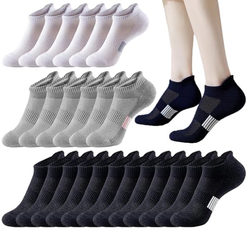 Image of 12-20 Pairs Athletic Ankle Socks for Women Breathable Low Cut Running Cushioned Moisture Wicking for Sport Traveling