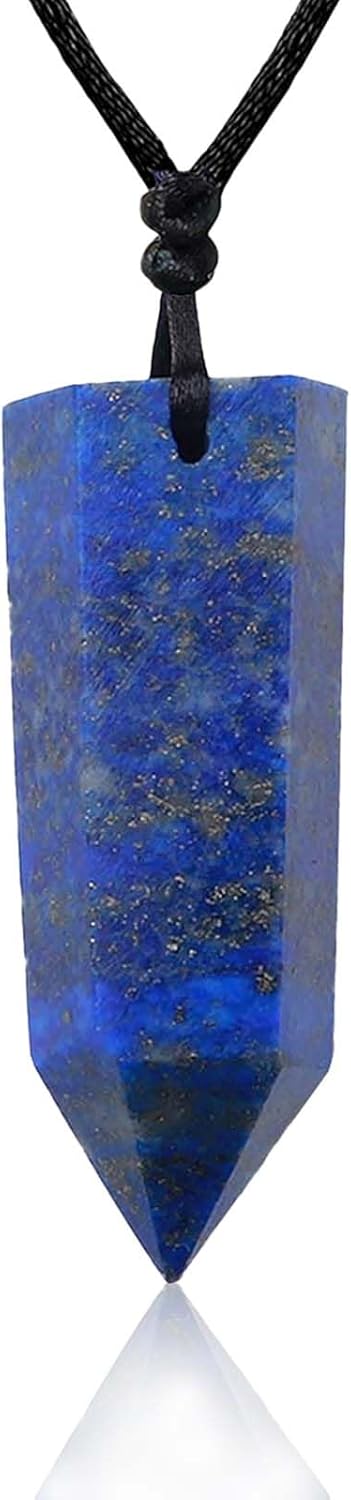 Runyangshi Colgantes de cristal curativo, collar de cuarzo de cristal natural de un solo punto, 6 facetas de chakras, piedra de reiki, energía