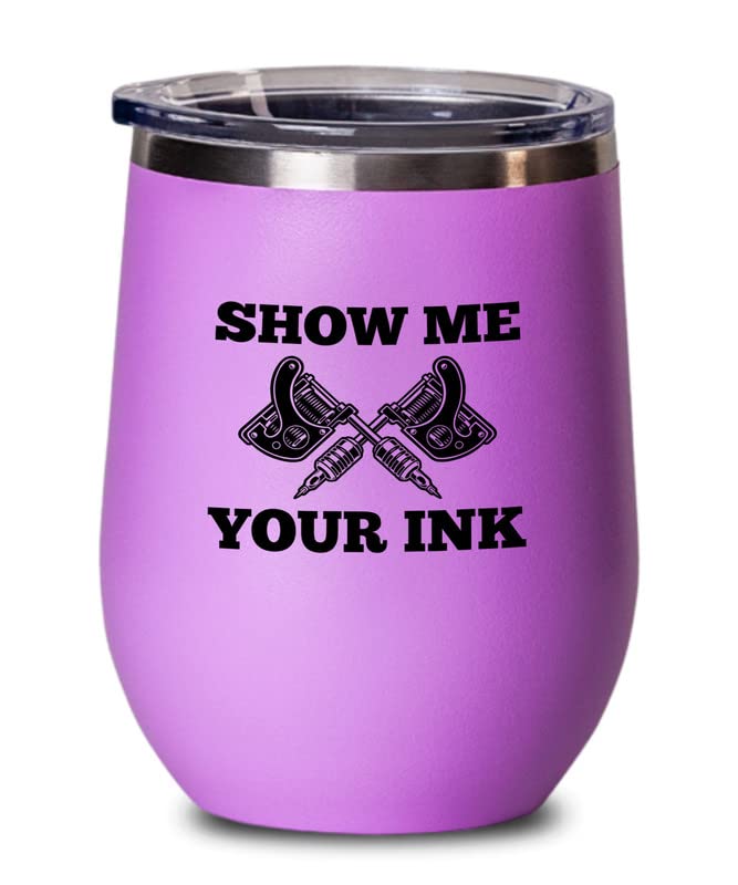 Tattoo Artist Pink Wine Tumbler 12oz - Me Your Ink - Tattoo Shop Tats Tattooist Inked Tattoos Artisan Painter