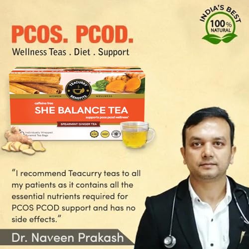Image of TEACURRY PCOS Tea (30 Tea Bags, 1 Month Pack) - Helps with PCOS, Cycle and Weight Wellness - She Balance Tea, 60 Gms