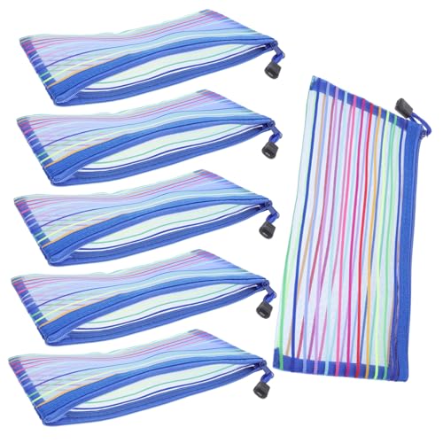 HOODANCOS 6個 票据袋 メッシュジッパーポーチ 現や小物収納用 大容量多機能キャッシュバッグ 通帳ケース兼用 シンプルで実用的な収納袋 お出