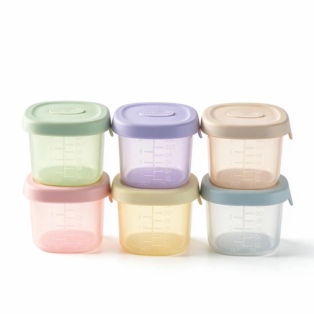 Silicone Baby Food Containers with Lids, 6 Pack of 4 oz Reusable Puree Jars
