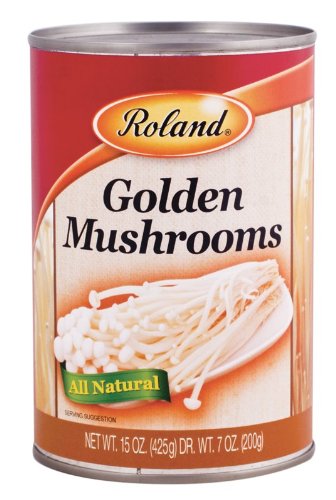 Roland Foods Canned Enoki Golden Mushrooms, Specialty Canned Food, 15-Ounce Can